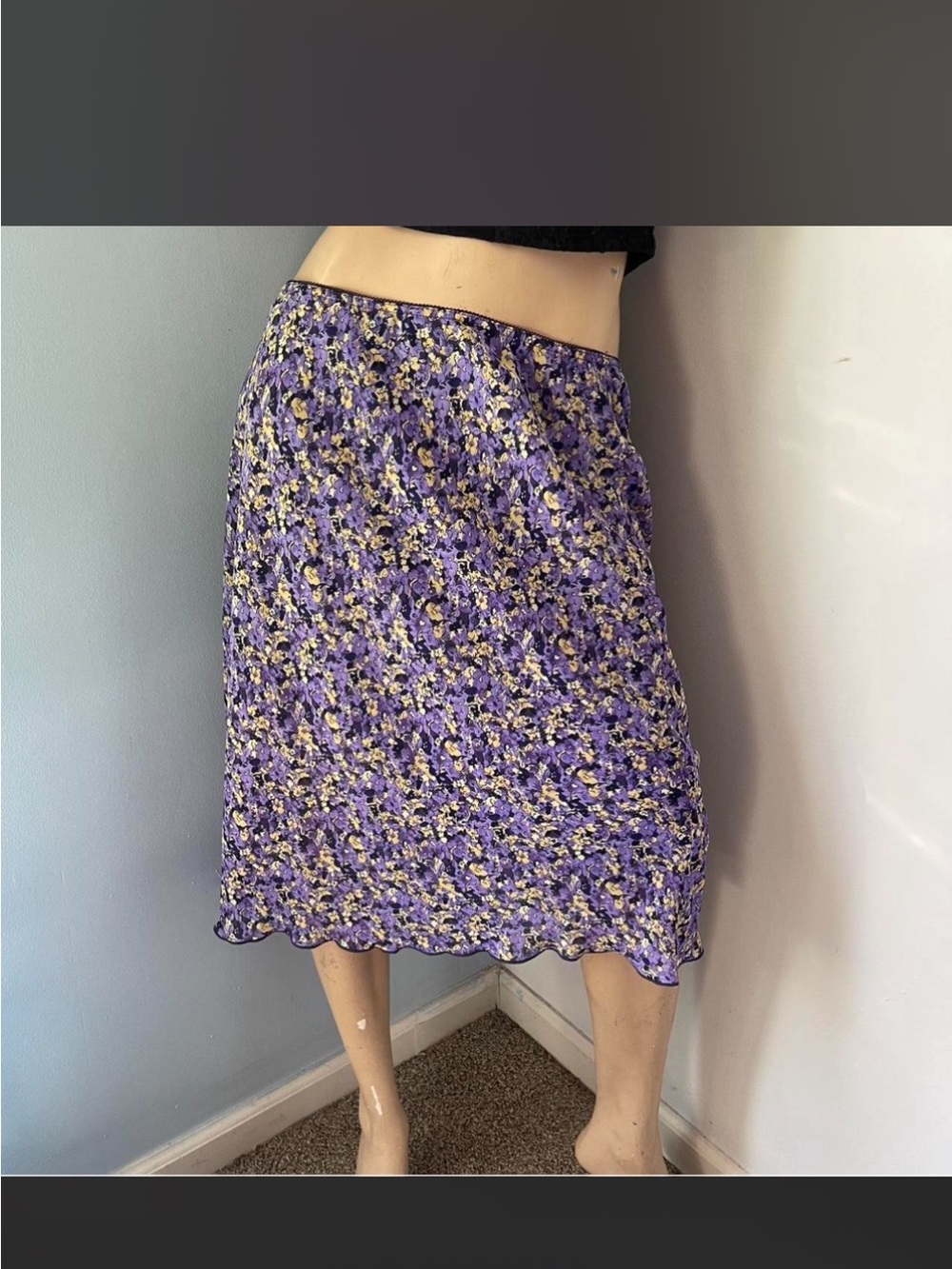 Purple Floral Midi Skirt